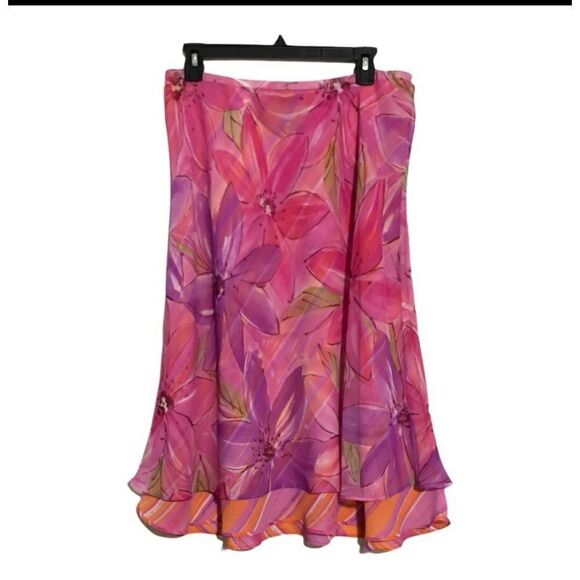 NY Collection Retro Fun Flowing Reversible Skirt Sz XL - Picture 4 of 8